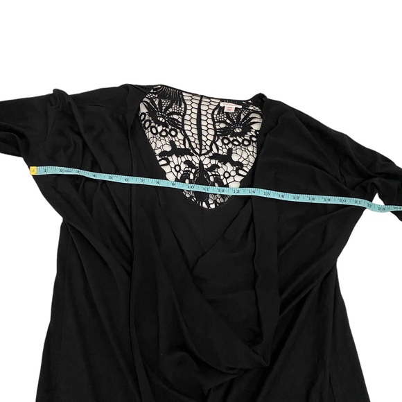 Xhilaration Black Drape Neck Criss Cross Front Crochet Open Back Dress, Size M - Picture 5 of 9